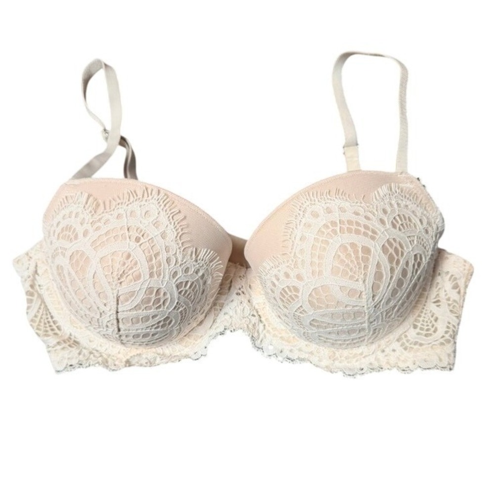 Victorias‎ Secret Dream Angels Push-Up Bra 32D Ivory Lace Underwire 361718-72Y